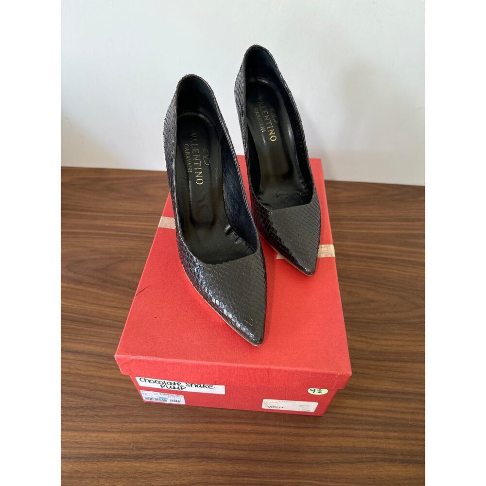 Vintage Valentino Chocolate Snake Pump Heels Size 9.5